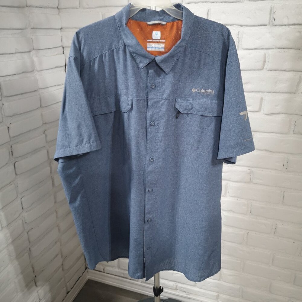 Columbia Men's Size XXL Blue Omni Freeze Zero Titanium Sweat Activated Shirt